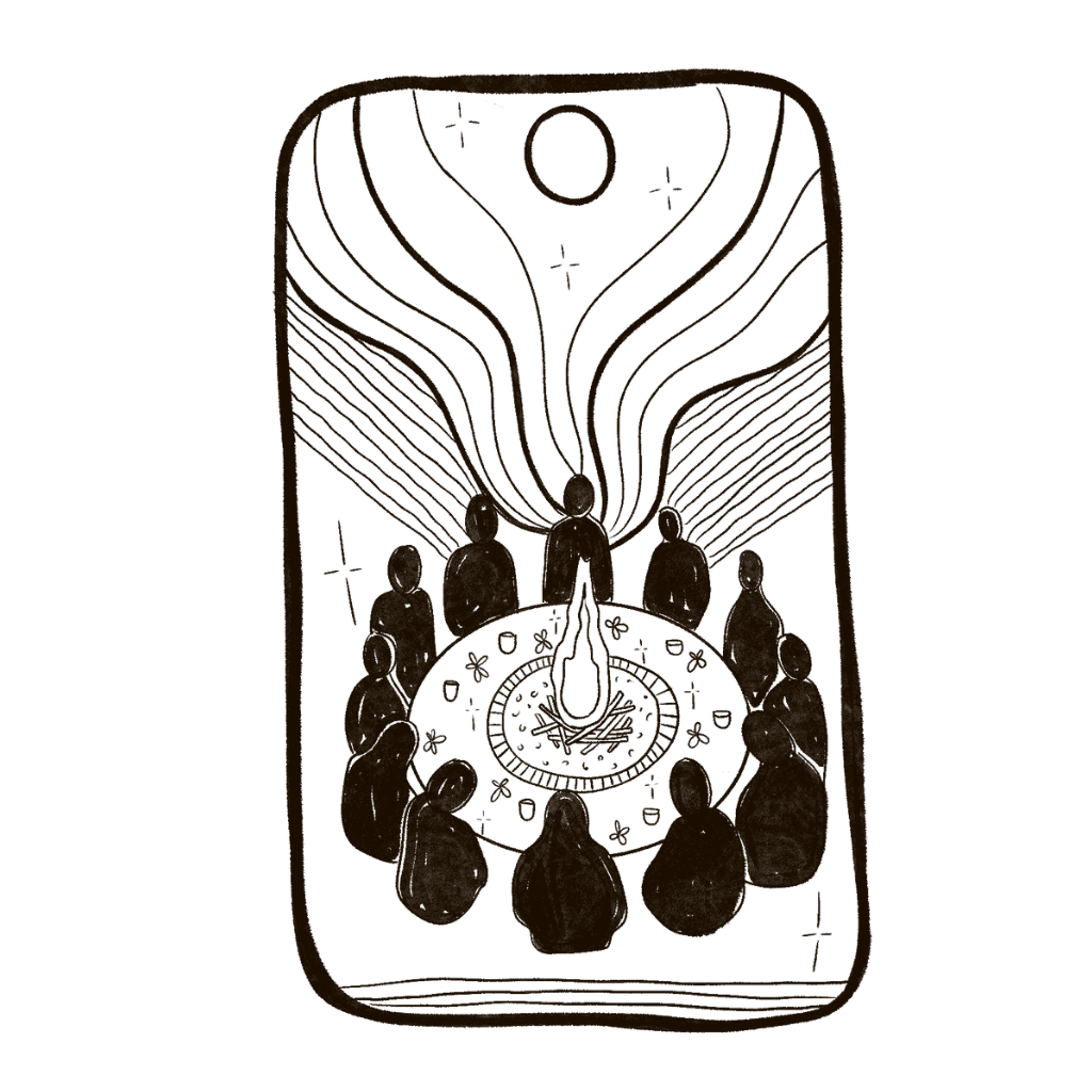 Oracle card with people gathered in circle