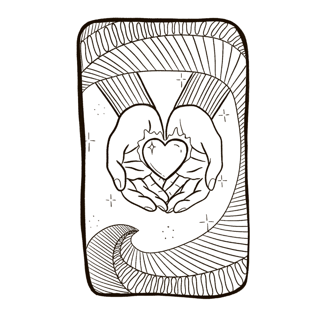 Oracle card with hands holding heart